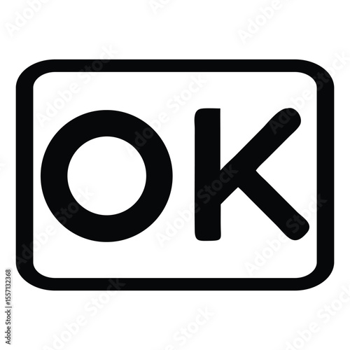 Bold Black and White OK Graphic Within a Rounded Rectangular Frame Stands Out Confidently Promoting Agreement