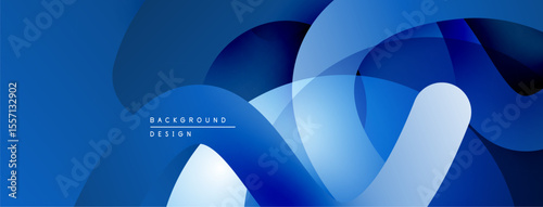 Abstract blue design. Overlapping layers create dynamic visual effect. Smooth gradients, modern aesthetic. Minimalist composition.