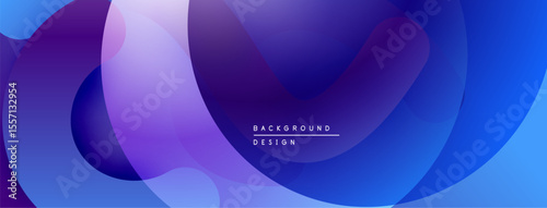 Abstract fluid shapes overlap, creating vibrant purple, blue gradients. Modern design element for backgrounds, presentations.
