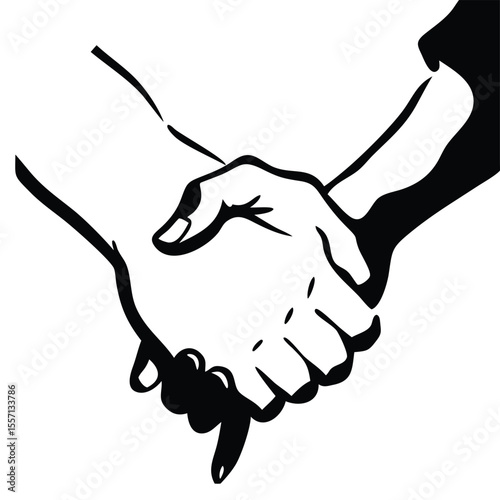 Iconic handshake silhouette, perfect for business logos, partnership art, or agreement designs. This bold vector art symbolizes trust and collaboration.