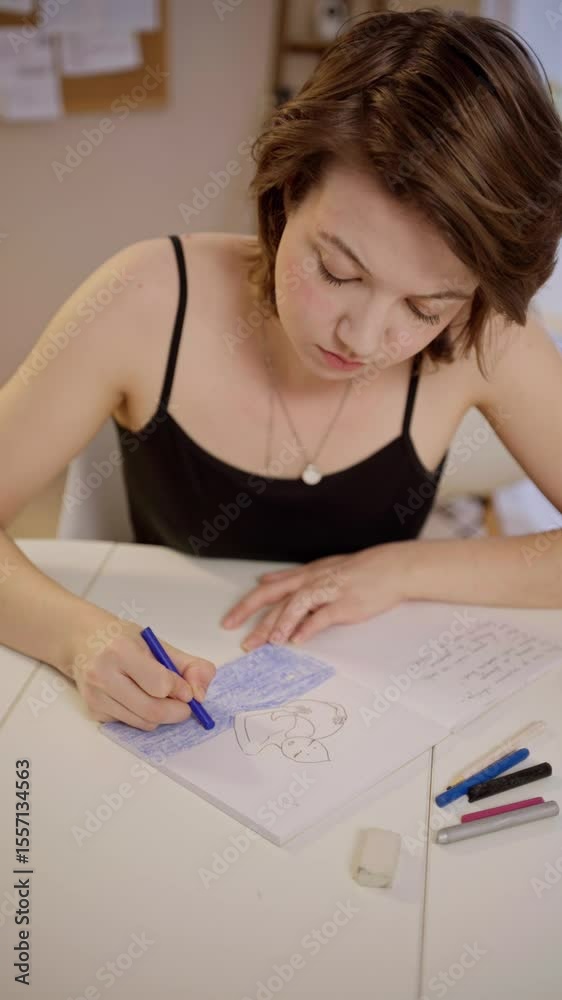 young woman thoughtfully writes in her journal, capturing an authentic moment of self-reflection. Natural lighting highlights this genuine daily ritual, perfect for lifestyle and productivity content young woman thoughtfully writes in her journal, capturing an authentic moment of self-reflection. Natural lighting highlights this genuine daily ritual, perfect for lifestyle and productivity content