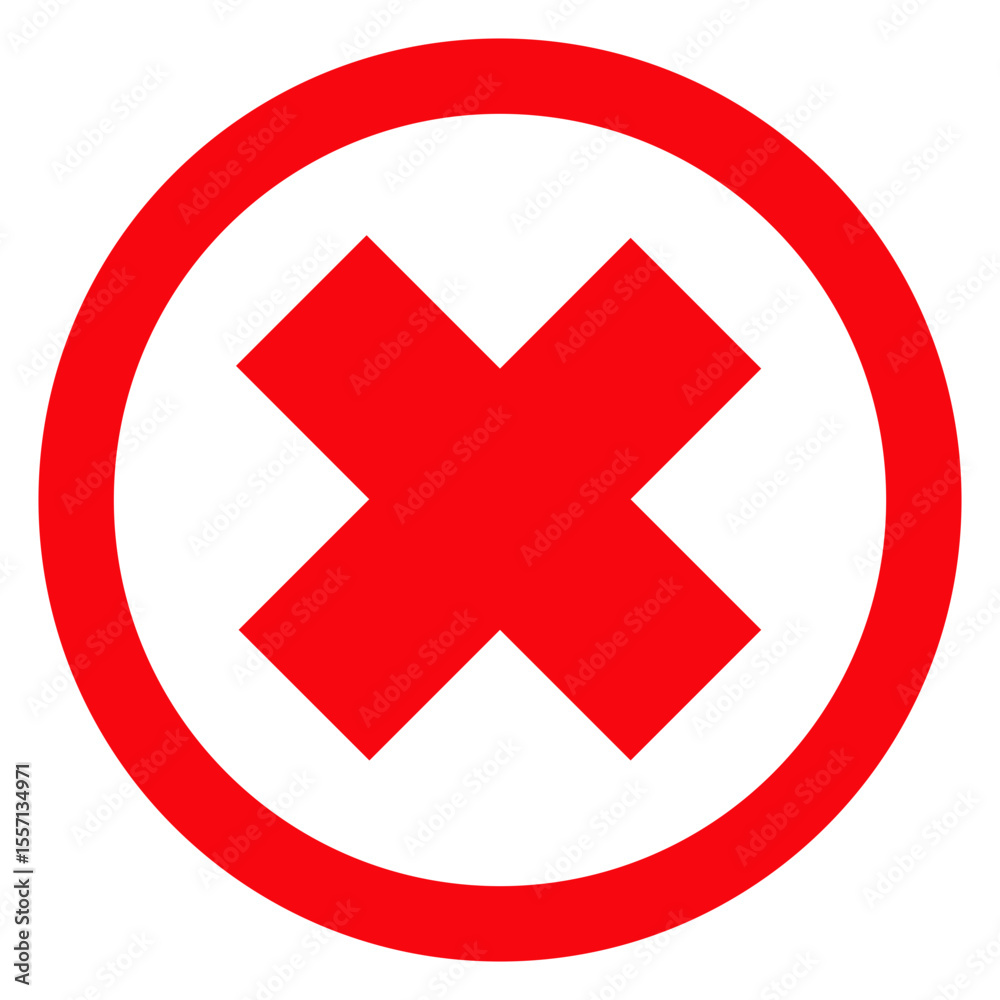 Fototapeta premium Icono con círculo rojo con cruz símbolo de error o prohibición 
