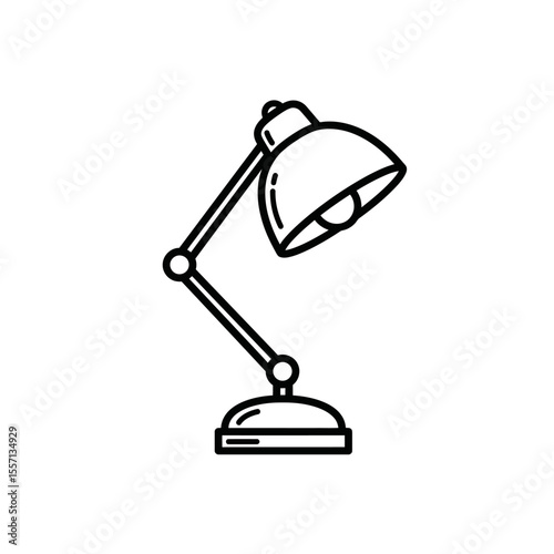illustration of a lamp icon in black and white outline style