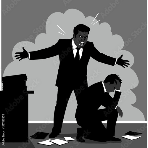 Boss chief executive angry with office worker vector