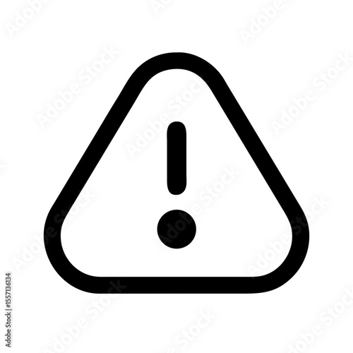 Warning symbol in minimalistic black style on white background  
