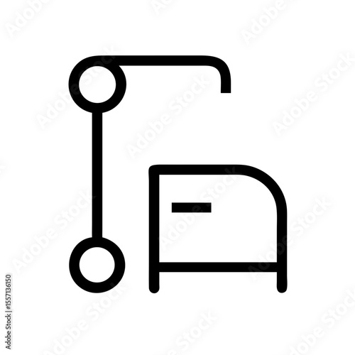 Minimal line icon of a mobility aid, symbolizing assistive technology, support tools, or accessibility devices for physical assistance.
