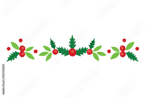 Festive Christmas Holly and Berry Border Design, Holiday Celebration Decoration Element