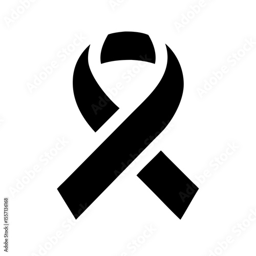 Black awareness ribbon icon symbolizing support for causes like cancer awareness, health advocacy, and memorial solidarity.
