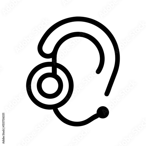 Hearing aid device illustration with headset and ear graphic  