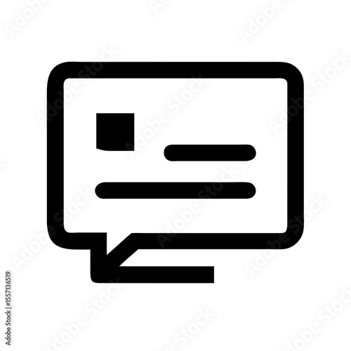 Minimal subtitles icon with text lines inside a speech bubble, representing closed captions or on-screen transcription for videos.

