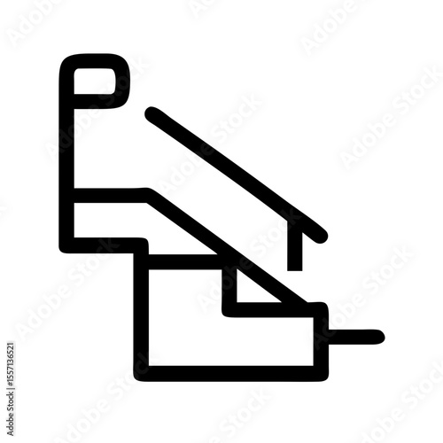 Minimal line icon showing a stair lift with rail, representing mobility assistance and accessible infrastructure for disabled individuals.
