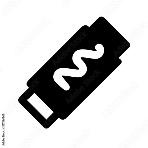 Black icon of a telecoil or T-coil device, representing hearing aid compatibility or assistive listening technology for accessibility.
