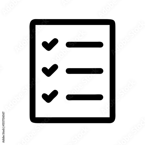 Minimal black icon of a checklist with three checkmarks and horizontal lines, symbolizing tasks, productivity, or completed items.
