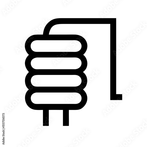 Black line icon showing a T-coil or telecoil symbol, used for assistive listening and hearing aid compatibility in public spaces.
