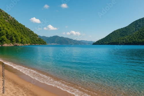Fototapeta Naklejka Na Ścianę i Meble -  Serene seaside scene in a coastal Turkish village