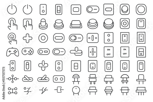 50 Electric Switch Line Icons: On, Off, Power & Controller Editable Set