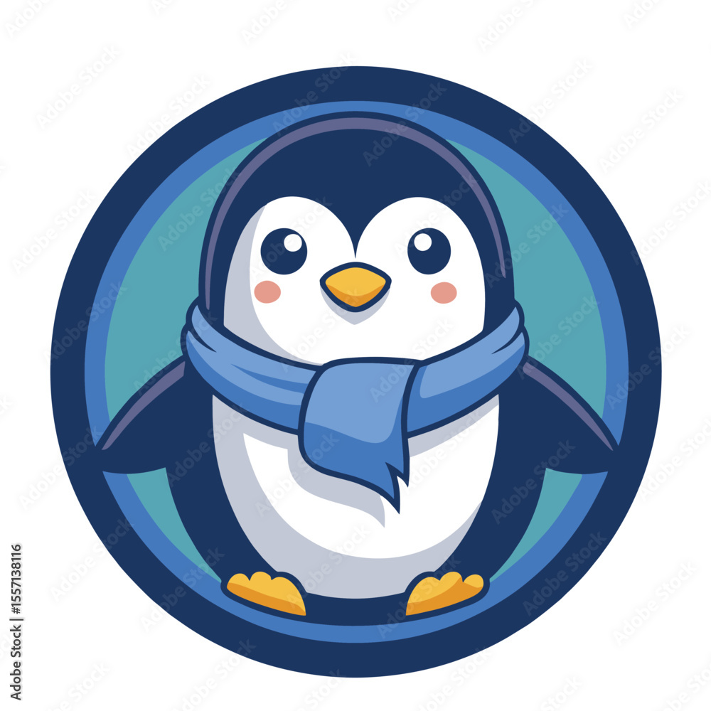 Obraz premium design logo vector icon character mascot penguin