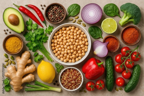 Wallpaper Mural Nutritious top-down view of ingredients for preparing traditional cuisine Torontodigital.ca