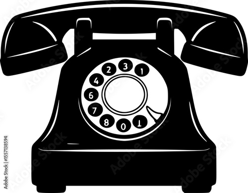 old telephone line art silhouette vector illustration
