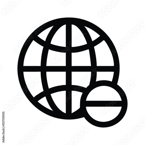 Globe with Restriction Symbol Represents International Regulations and Blocked Network Access for Digital Boundaries and Global Communications