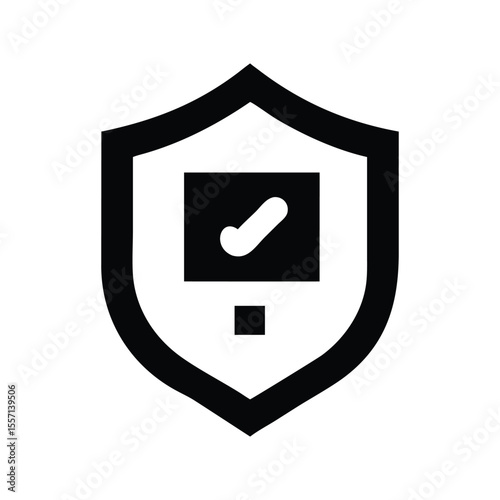 Protection Shield with Positive Confirmation A Symbol of Security and Reliability In Black and White