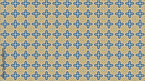 Premium and Colorful floral pattern with geometric design.