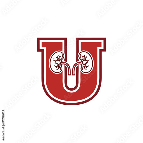 Kidney outline nested in a stylized letter "U", suggesting "UR". Simple, clean, modern, minimalist design.