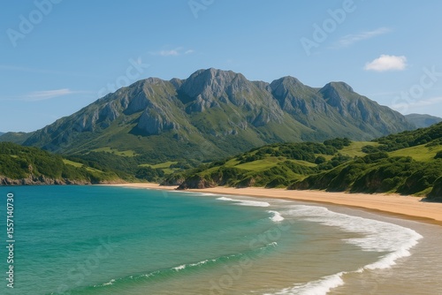 Coastal mountain range in the northern region on a bright sunny afternoon