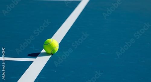 Tennis Ball on Court Ready for the Serve