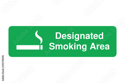 Designated Smoking Area Sign – Green Rectangle with White Cigarette Symbol – High Quality Vectorial Stock Image