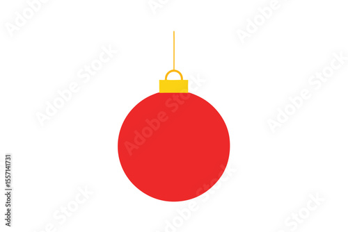 Simple of a Red Christmas Ornament with Gold Detail on White Background