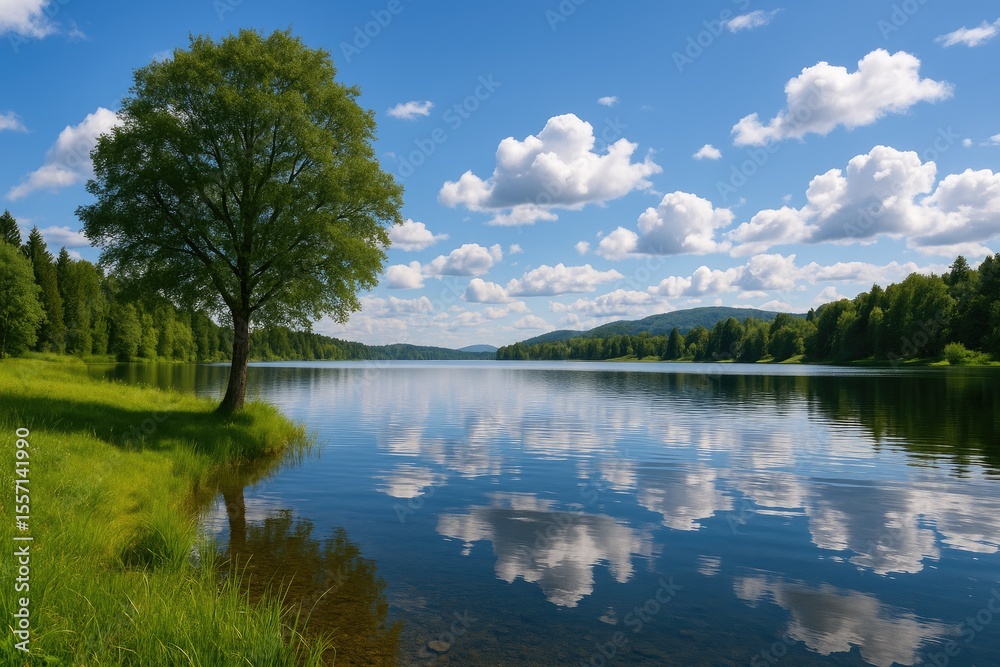 Obraz premium Enchanted Waters of Myrayng's Mystic Lake