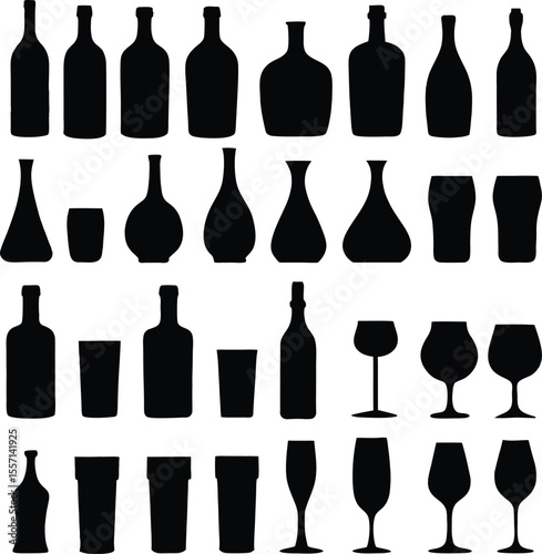 Vector illustration of an alcohol bottle design with CMYK color scheme and fonts