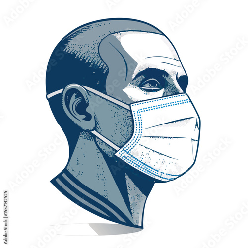 Sharp, stylized floating face mask; geometric mesh, abstract design, futuristic, cyberpunk, modern art.
