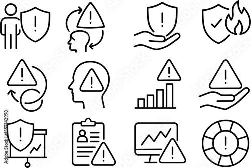 Personal Data Protection Shield Icon with Exclamation Point for Security and Privacy Awareness Concept