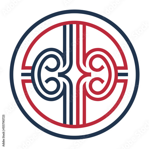 Minimalist kidney logo, abstract, stylized, inside parentheses, clean lines, modern, medical, health, nephrology.