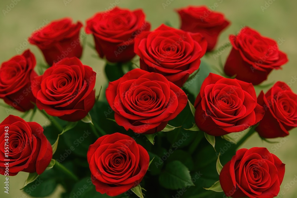 Obraz premium Vibrant arrangement of fresh red roses for special celebrations