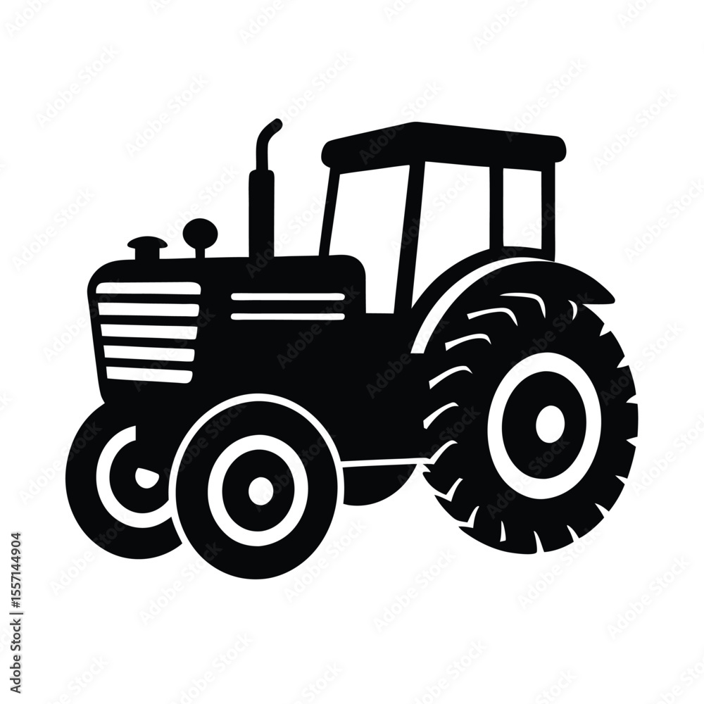 Obraz premium Tractor silhouette vector illustration, Set of black Tractor silhouette 