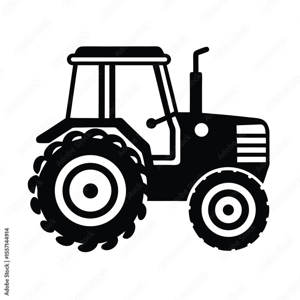 Obraz premium Tractor silhouette vector illustration, Set of black Tractor silhouette 