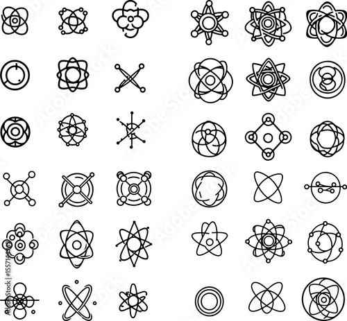 atom icon atomic structure atomic model electron orbit nucleus icon proton icon neutron icon atomic particle science atom physics atom chemistry atom molecule icon atomic energy nucle