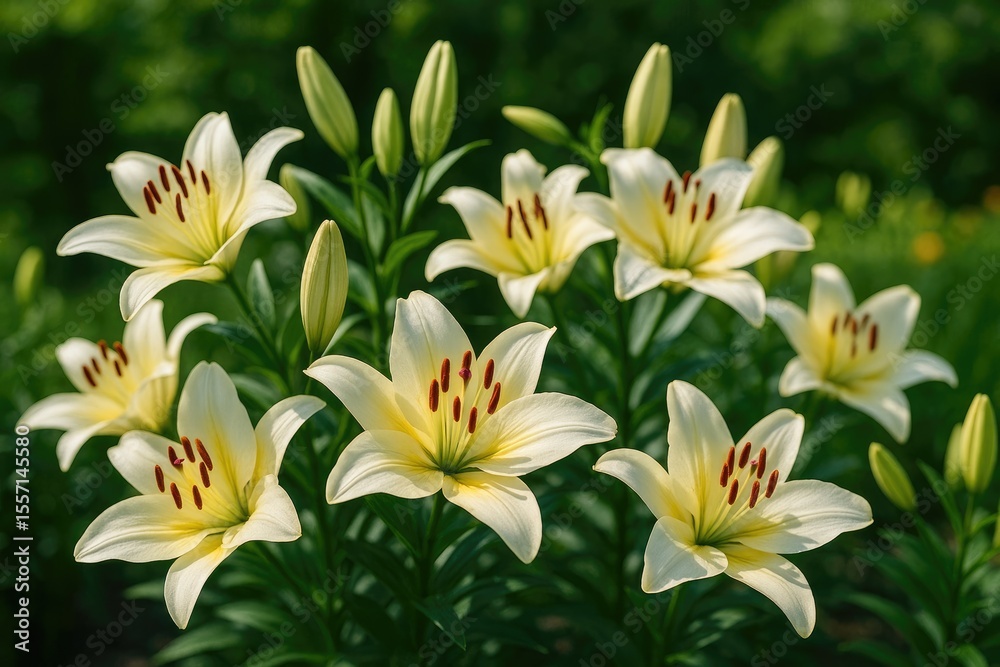 Naklejka premium Lily Flowering Plants - A Group of Herbaceous Species with Bulbous Roots and Large Blooms
