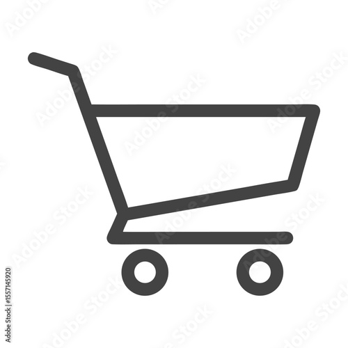 Minimalist Shopping Cart Outline Vector Illustration - E-commerce Retail Purchase Graphic