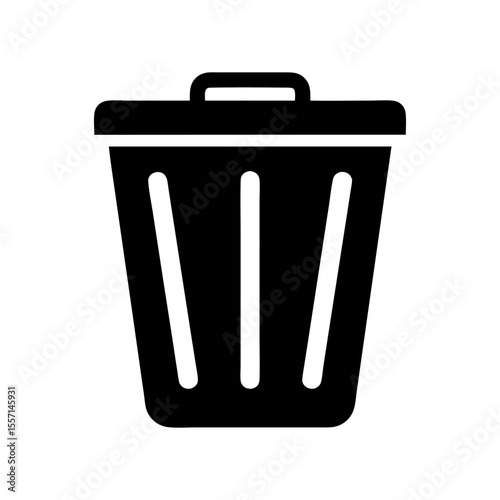 Minimalist Trash Can Dustbin Flat Design Vector Illustration - Delete Waste Graphic