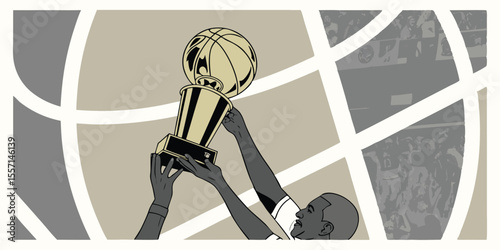 hands holding golden trophy. Modern photo collage style. gold, trophy, achievement, competition, success, celebration, accomplishment, approval, award, badge, best, celebrate, ceremony, challenge, 