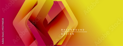 Abstract geometric design. Vibrant gradients blend red, yellow, orange hues. Modern background suitable for digital projects.