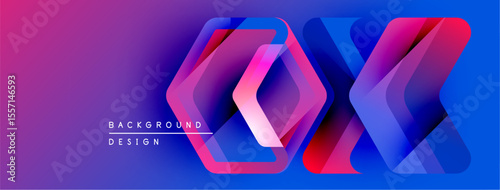 Abstract vibrant design features layered ribbons. Gradient purple, blue, pink hues create dynamic visual effect. Text reads background design.