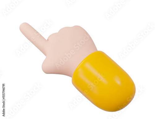 3d hand with click finger. Index finger points to the left. Stock vector illustration on isolated background. 