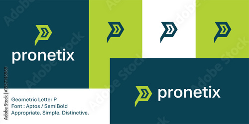 Bold geometric letter P logo with forward arrow shape for tech brand.