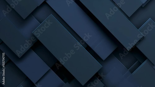 Dark abstract background with layered rectangular shapes and subtle lighting. Minimalist geometric composition