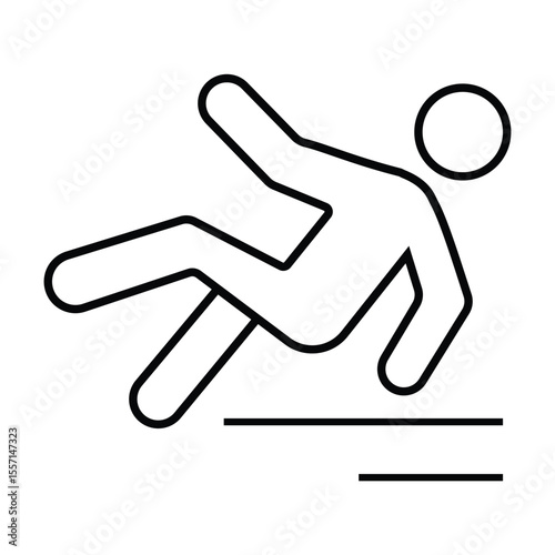 Slippery floor road vector icon. Thin line fall accident icon isolated on white background. symbol for web and mobile. Vector illustration.
